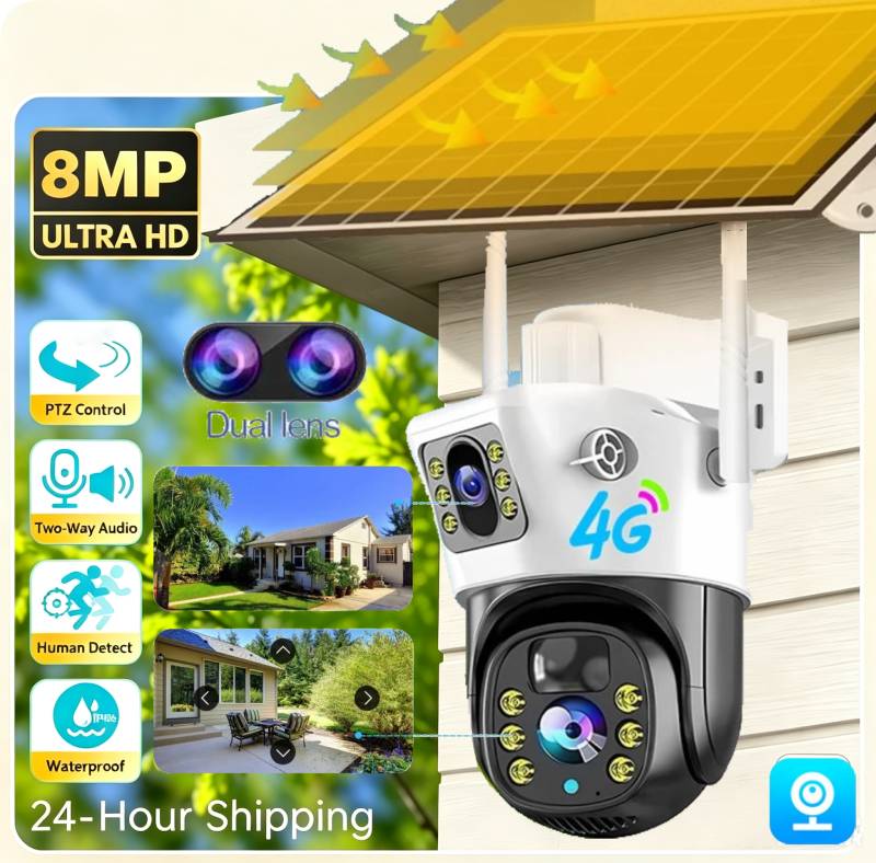 Ip Camera Outdoor 4K - Telecamera Solare 4G 8MP con Doppia