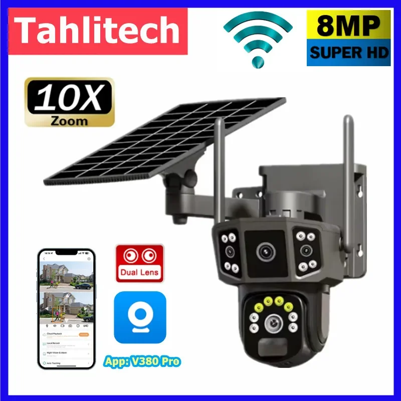 Ip Camera Outdoor 4K - Telecamera Solare WIFI 4G SIM V380,